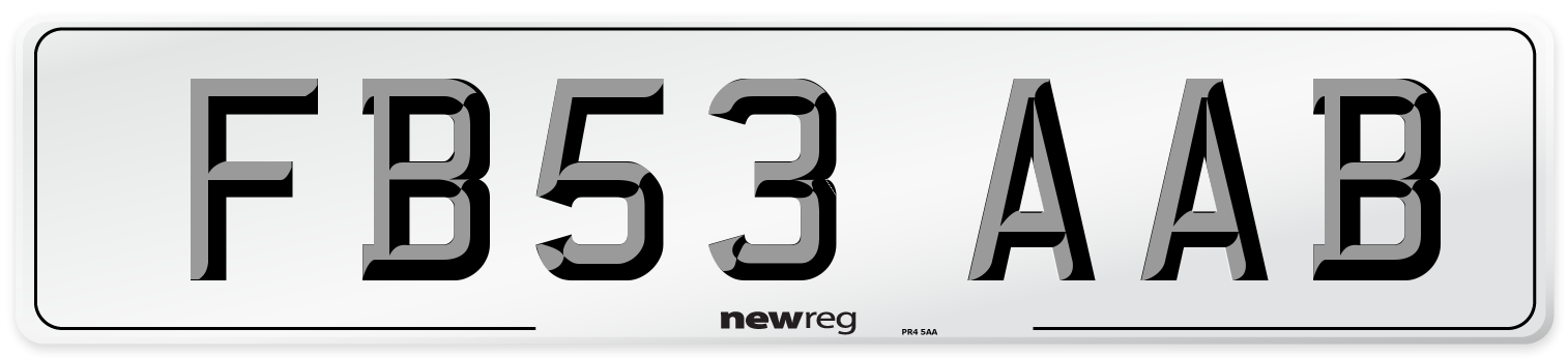 FB53 AAB Number Plate from New Reg